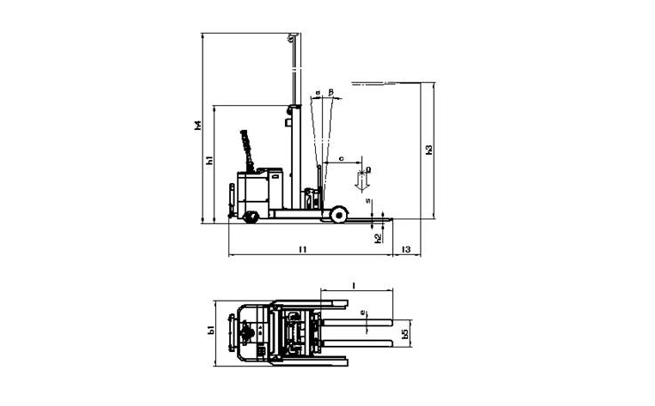 全電動(dòng)堆高車（1T 雙門架）平面圖